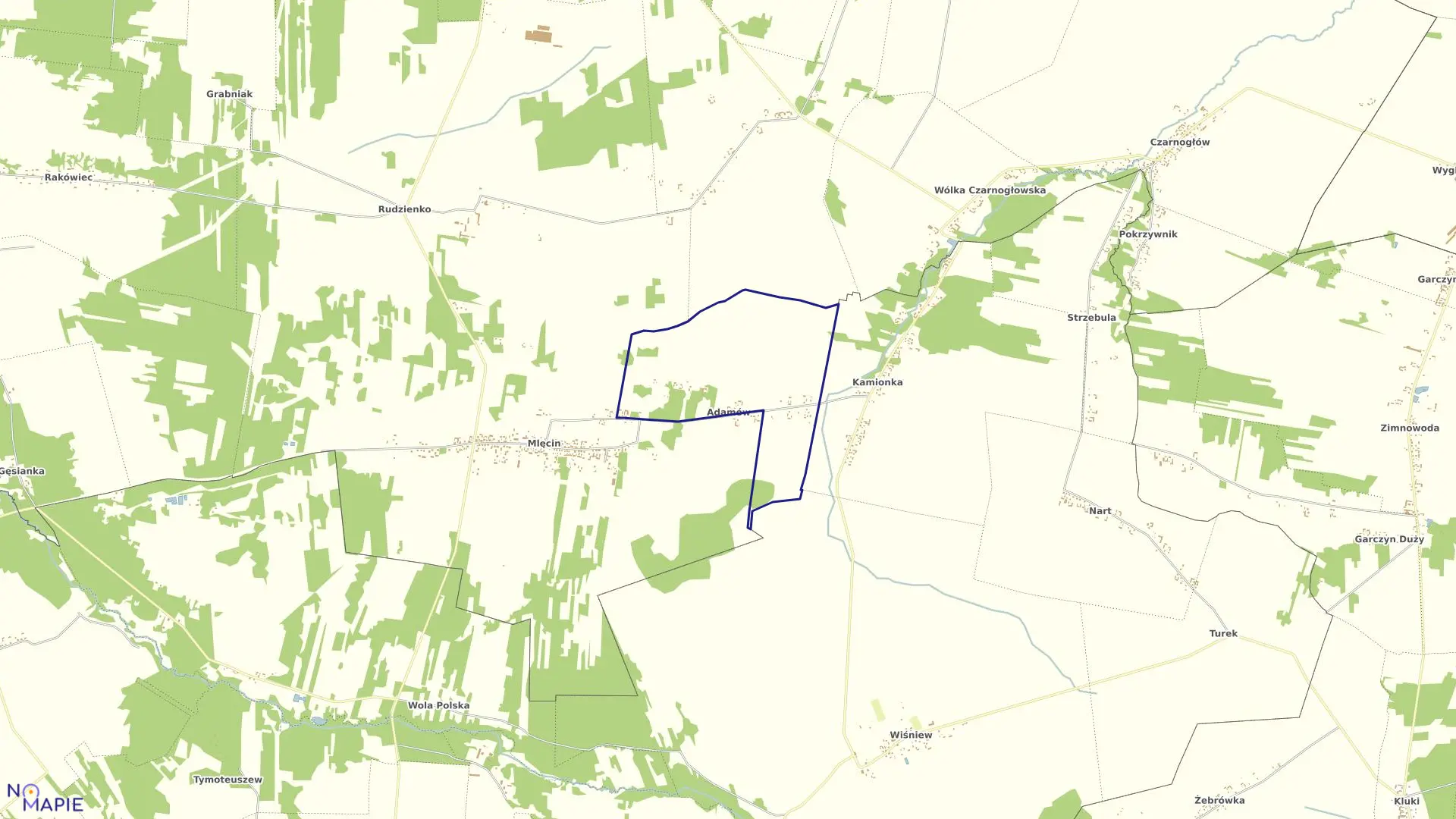 Mapa obrębu ADAMÓW gmina Dobre powiat miński