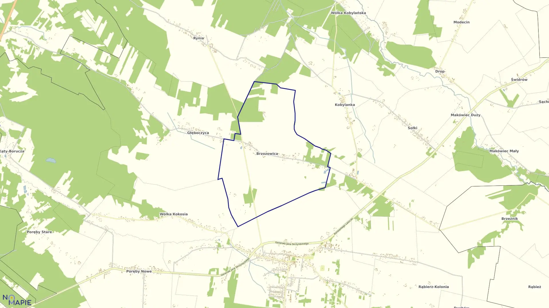 Mapa obrębu BRZOZOWICA gmina Dobre powiat miński