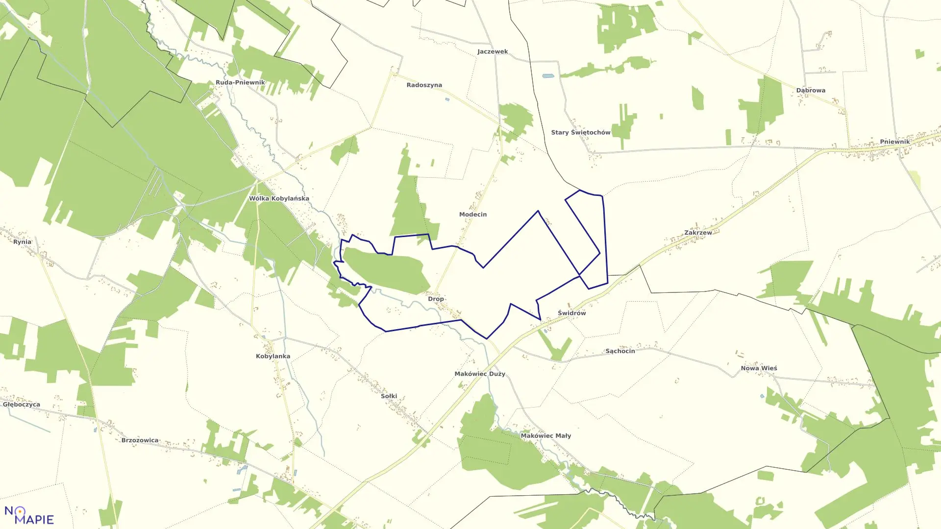 Mapa obrębu DROP gmina Dobre powiat miński