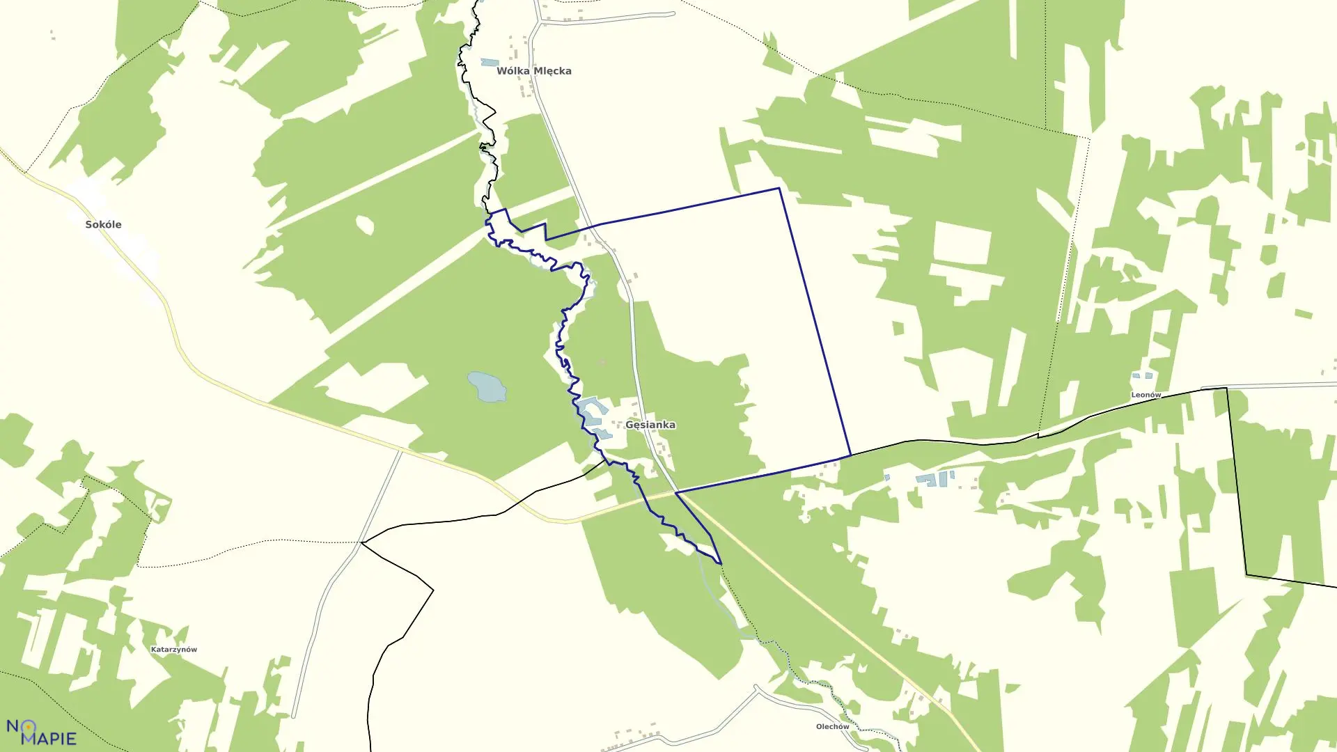 Mapa obrębu GĘSIANKA gmina Dobre powiat miński