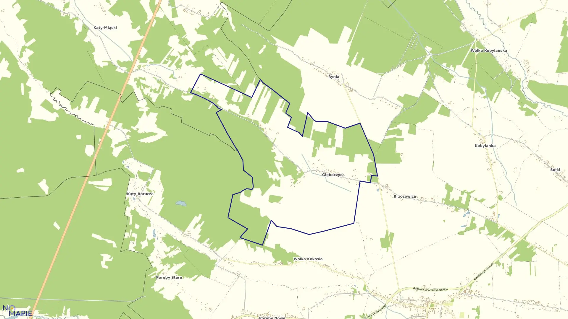 Mapa obrębu GŁĘBOCZYCA gmina Dobre powiat miński