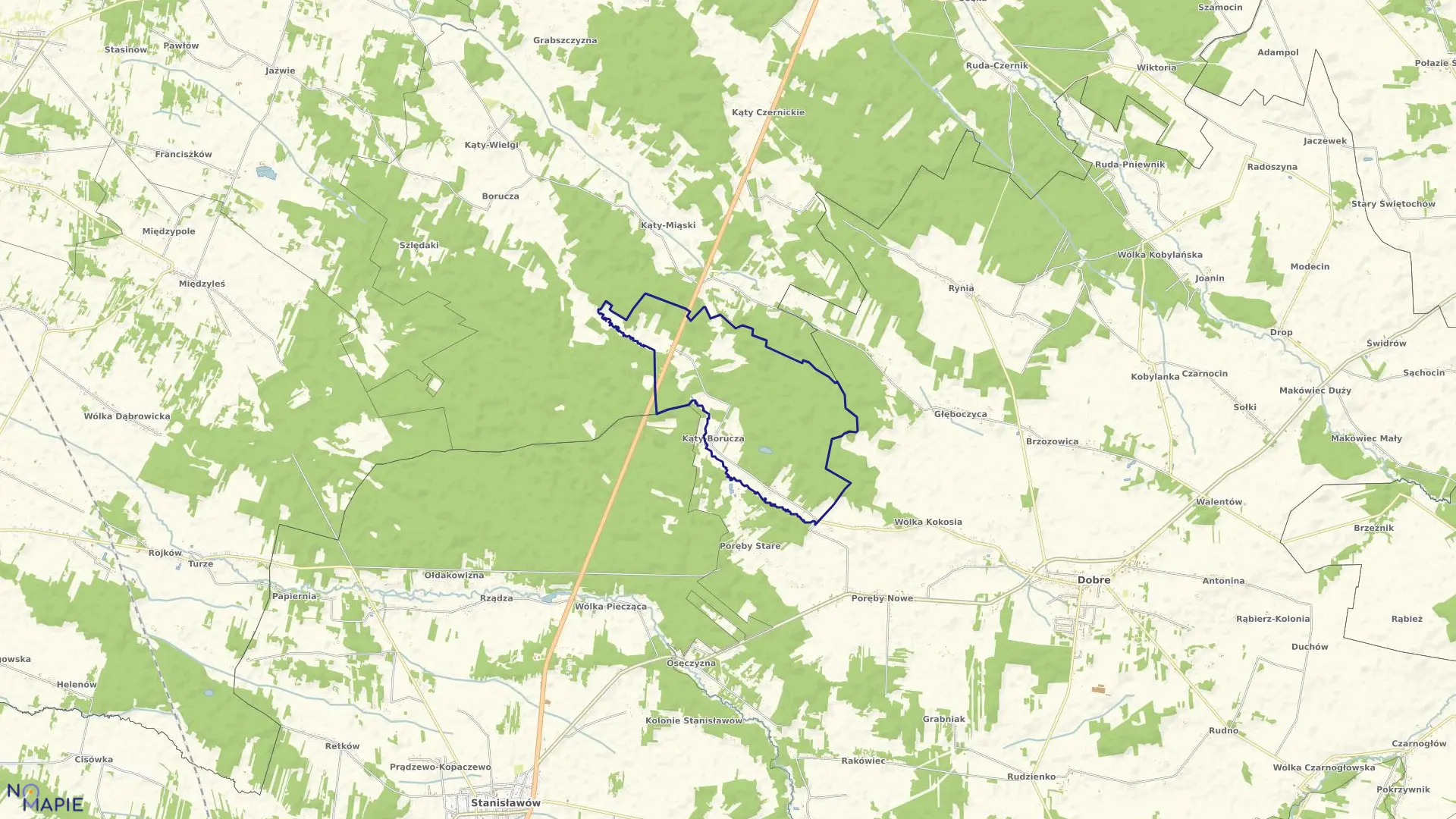 Mapa obrębu KĄTY-BORUCZA gmina Dobre powiat miński