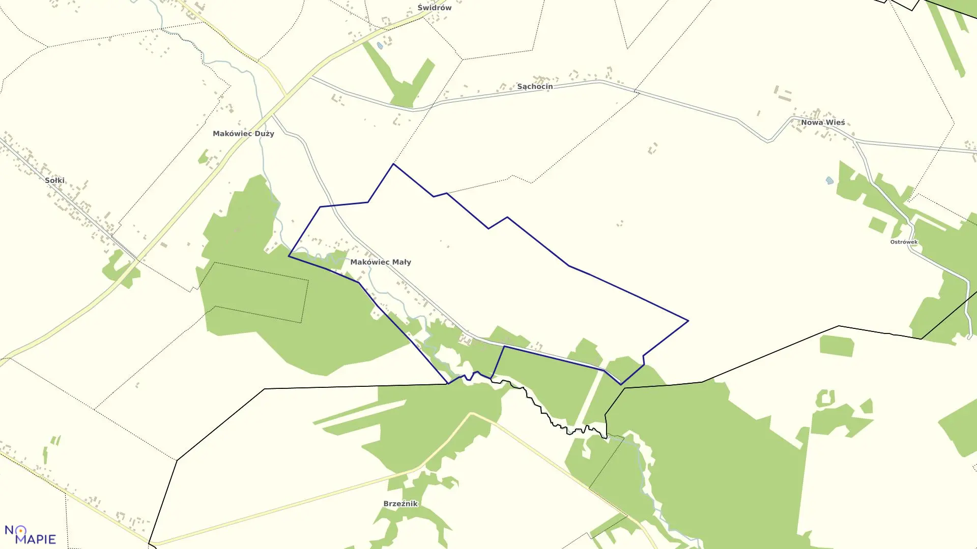 Mapa obrębu MAKÓWIEC MAŁY gmina Dobre powiat miński