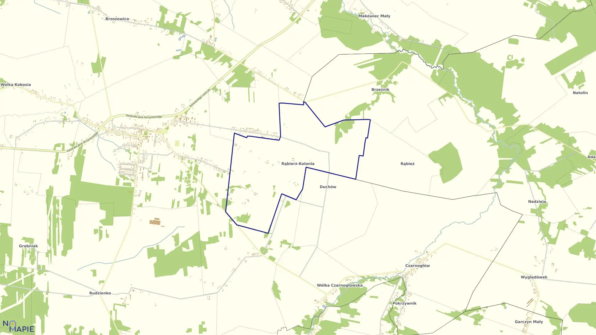 Mapa obrębu RĄBIERZ KOLONIA gmina Dobre powiat miński