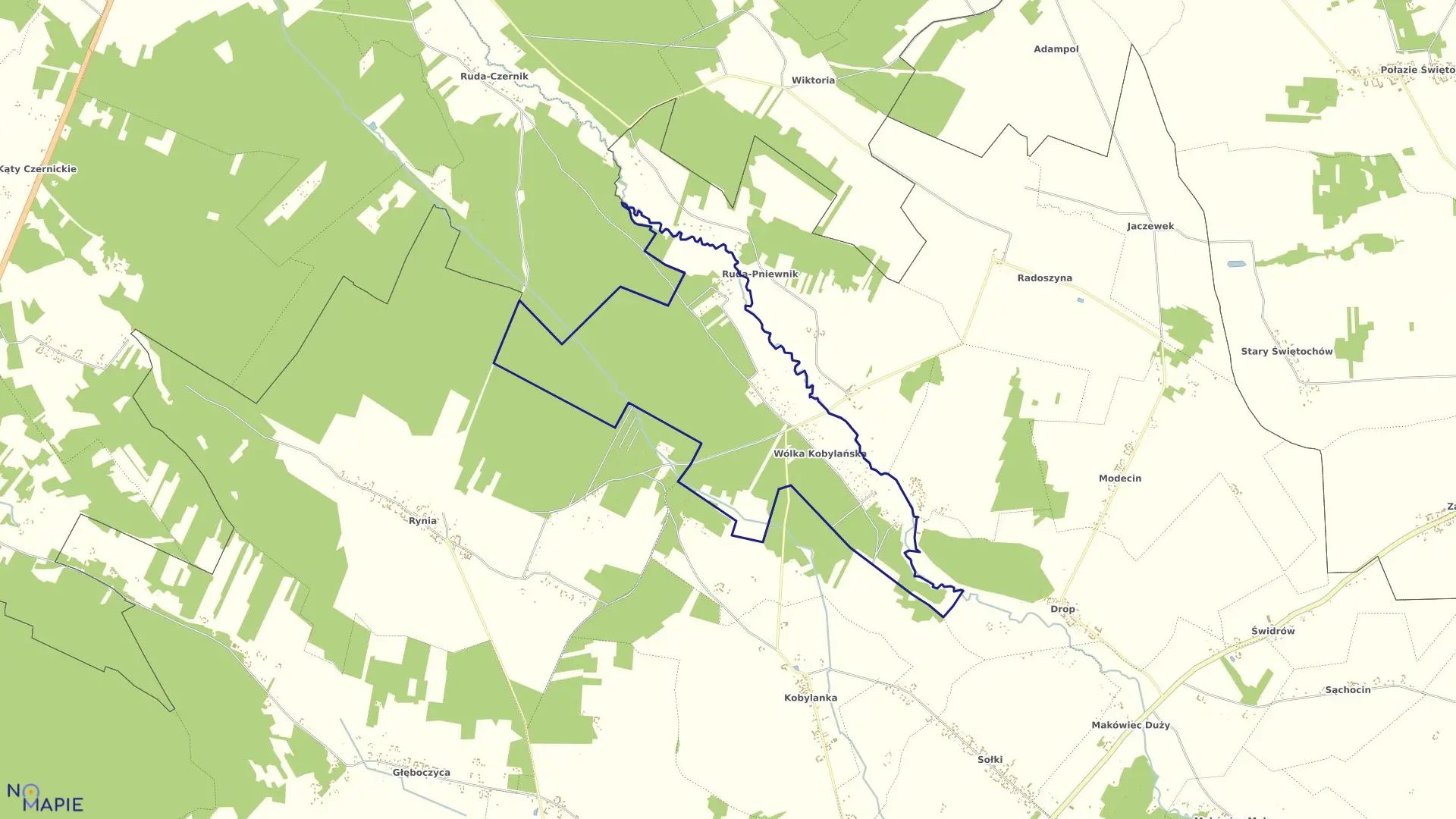 Mapa obrębu WÓLKA KOBYLAŃSKA gmina Dobre powiat miński